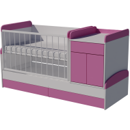 Ringatható Bogi combi cot 120x70 in white and pink