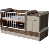 Rocking Bogi combi cot 120x70 in dark sonoma-white birch