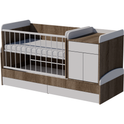 Rocking Bogi combi cot 120x70 in dark sonoma-white Rocking Bogi combi cot 120x70 in dark sonoma-white