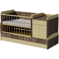 Rocking Bogi combi cot 120x70 in dark sonoma-vanilla