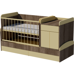 Rocking Bogi combi cot 120x70 in dark sonoma-vanilla Rocking Bogi combi cot 120x70 in dark sonoma-vanilla