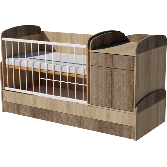Ringatható Bogi combi cot 120x70 in light sonoma-dark sonoma Ringatható Bogi combi cot 120x70 in light sonoma-dark sonoma