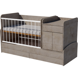 Ringatható Bogi combi cot 120x70 in silver oak color Ringatható Bogi combi cot 120x70 in silver oak color
