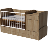 Rocking Bogi combi cot 120x70 in light sonoma color