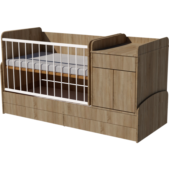 Rocking Bogi combi cot 120x70 in light sonoma color Rocking Bogi combi cot 120x70 in light sonoma color
