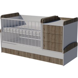Reni combi cot bed 120x70 in white and chestnut Reni combi cot bed 120x70 in white and chestnut