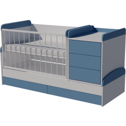 Reni combi cot bed 120x70 in white and blue Reni combi cot bed 120x70 in white and blue