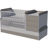 Reni combi cot bed 120x70 in white and gray