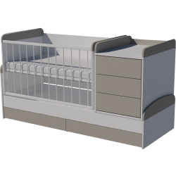 Reni combi cot bed 120x70 in white and gray Reni combi cot bed 120x70 in white and gray