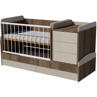 Reni combi cot bed 120x70 in dark sonoma-white birch