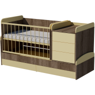 Reni combi cot bed 120x70 in dark sonoma and vanilla