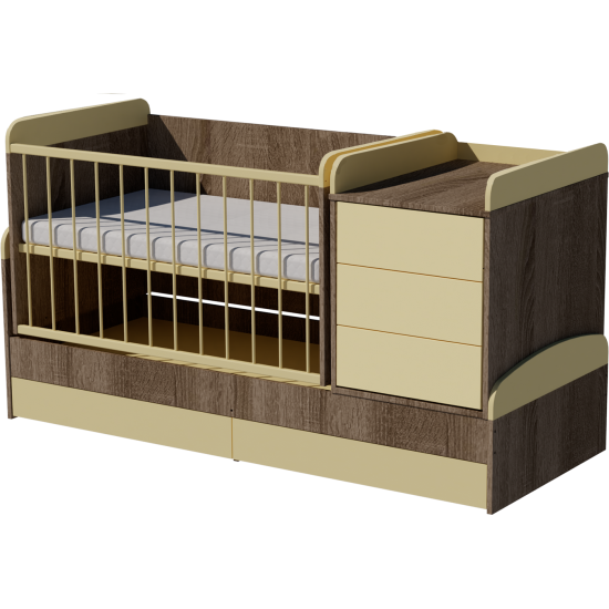 Reni combi cot bed 120x70 in dark sonoma and vanilla Reni combi cot bed 120x70 in dark sonoma and vanilla