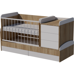 Reni combi cot bed 120x70 in light sonoma white Reni combi cot bed 120x70 in light sonoma white