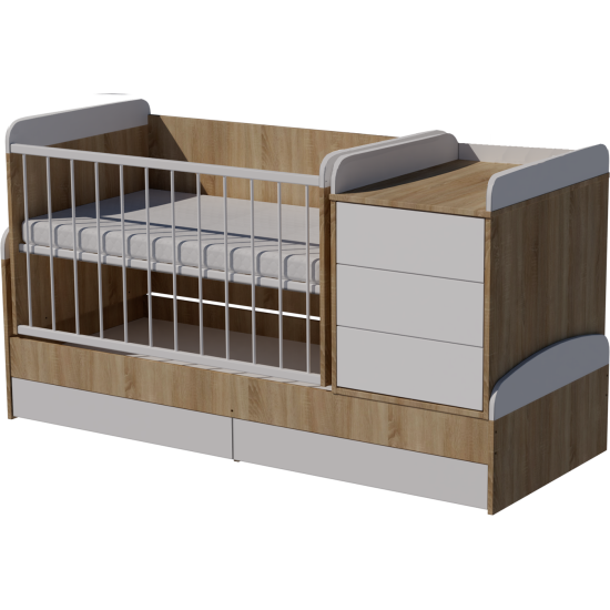 Reni combi cot bed 120x70 in light sonoma white Reni combi cot bed 120x70 in light sonoma white