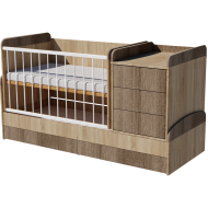 Reni combi cot bed 120x70 in light sonoma and dark sonoma