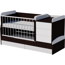 Reni combi cot bed 120x70 in white and wenge Reni combi cot bed 120x70 in white and wenge