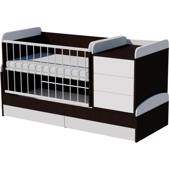 Reni combi cot bed 120x70 in white and wenge Reni combi cot bed 120x70 in white and wenge