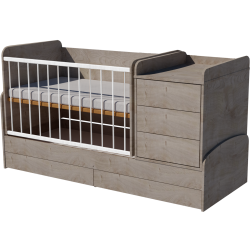 Reni combi cot bed 120x70 in silver oak Reni combi cot bed 120x70 in silver oak