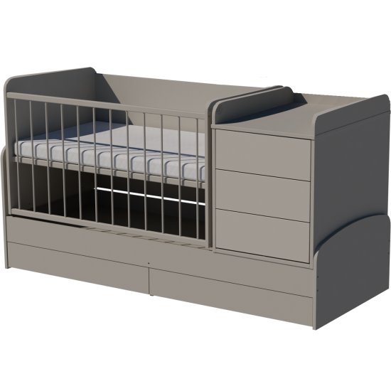 Reni combi cot bed 120x70 in gray Reni combi cot bed 120x70 in gray