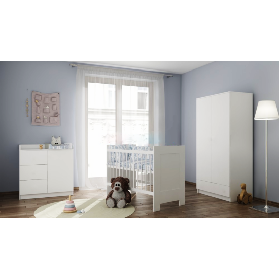 White nursery (Peti changing table, Bence wardrobe, Martin cot 120x60) White nursery (Peti changing table, Bence wardrobe, Martin cot 120x60)