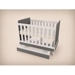 Zora cot, 120x60, in Anthracite with light grey edging