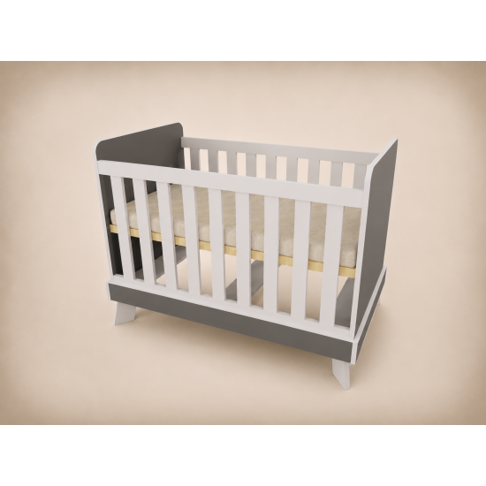 Zora cot, 120x60, in Anthracite with light grey edging