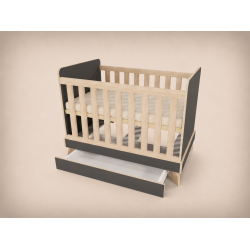 Zora cot, 120x60, in Anthracite with Sonoma edging