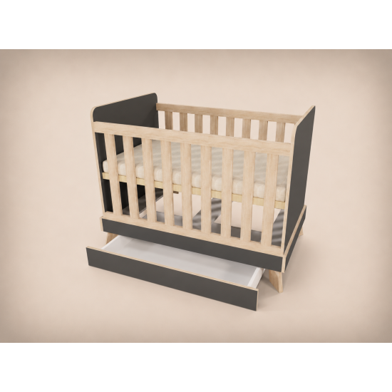 Zora cot, 120x60, in Anthracite with Sonoma edging