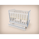 Zora cot, 120x60, in light grey, with blue edging
