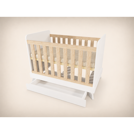 Zora cot, 120x60, in white with Sonoma slats
