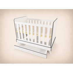 Zora cot, 120x60, in white with anthracite edging