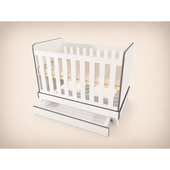 Zora cot, 120x60, in white with anthracite edging
