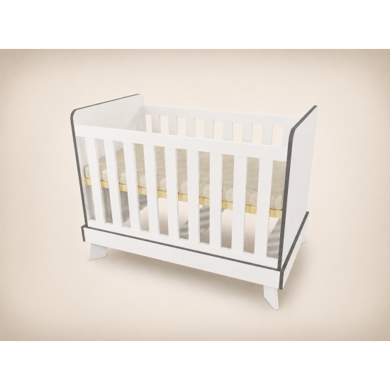Zora cot, 120x60, in white with anthracite edging