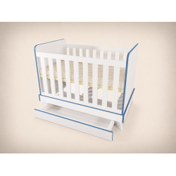 Zora cot, 120x60, in white with blue edging