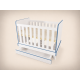 Zora cot, 120x60, in white with blue edging