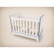 Zora cot, 120x60, in white with blue edging