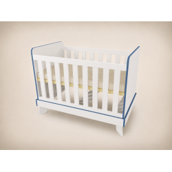 Zora cot, 120x60, in white with blue edging