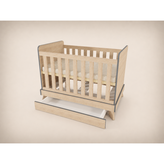 Zora cot, 120x60, in Sonoma, with anthracite edging