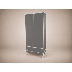 Bence wardrobe in Anthracite, with light grey edging