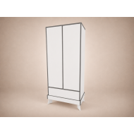 Bence wardrobe in White, with anthracite edging