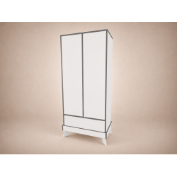 Bence wardrobe in White, with anthracite edging