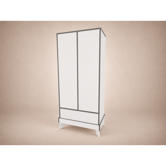 Bence wardrobe in White, with anthracite edging