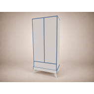 Bence wardrobe in Light Grey, with blue edging