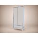 Bence wardrobe in Light Grey, with blue edging