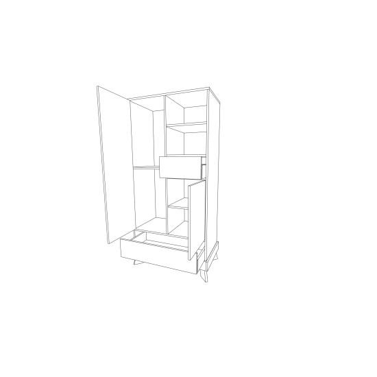 Geri 2-door wardrobe in light grey