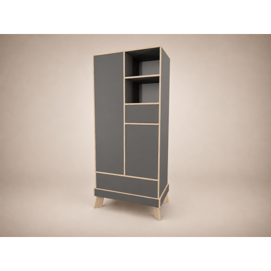 Geri 2-door wardrobe in Anthracite, with Sonoma edge trim