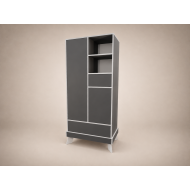 Geri 2-door wardrobe in Anthracite with light grey edging