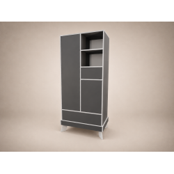 Geri 2-door wardrobe in Anthracite with light grey edging