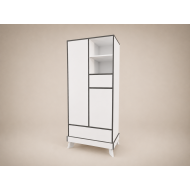 Geri 2-door wardrobe in white with anthracite edging