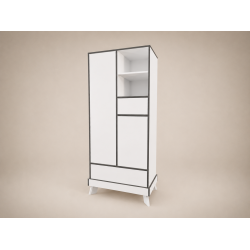 Geri 2-door wardrobe in white with anthracite edging